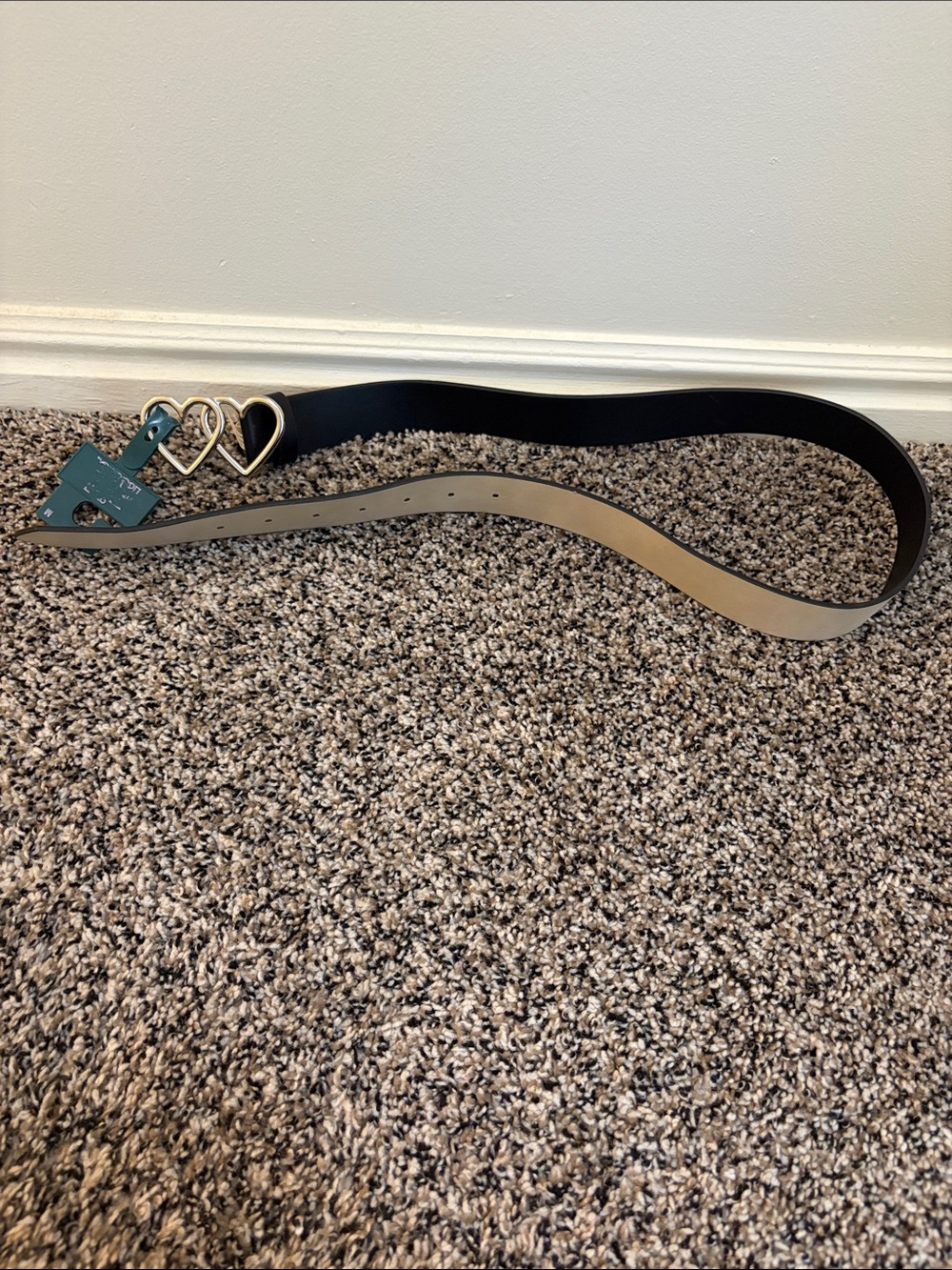 wild fable Black Belt with Gold Double Heart Buckle